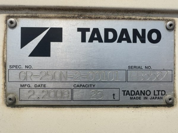 TADANO GR-250N-2 ★ Crane ★ X-OUTRIGGER, HOOK(25t, BALL HOOK), P/T JIB, A/C - изображение 74